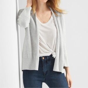 Gap Open Front V-Back Cotton Knit Grey Sweater Cardigan, size XS